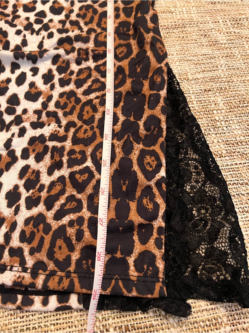 Leopard Print Lace Trim Cami sleep wear - Black Trim - Picture 7 of 8